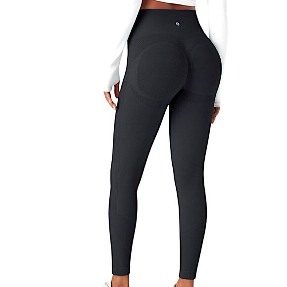Halara Black Seamless Flow Textured Detail Scrunch Butt Lifting Leggings XS - Picture 5 of 13